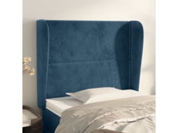 Cabecero con Alas de Terciopelo 103x23x118/128 cm Azul Oscuro