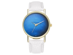 Relógio Analógico de Pulso com Pulseira Pu, Movimento de Quartzo, Estilo Simples, Branco