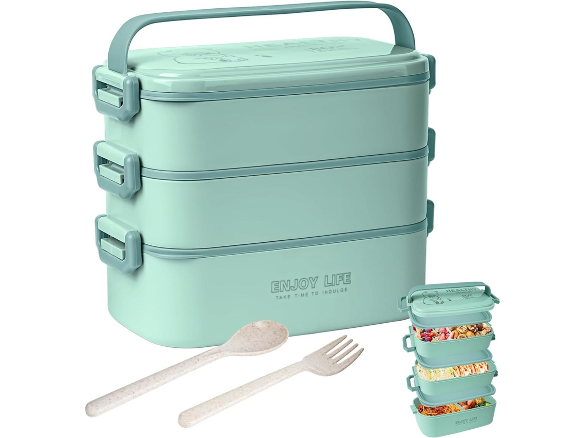 Marmita Bento De Grande Capacidade, Acompanha Garfo E Colher, Própria Para Uso Em Micro-ondas.