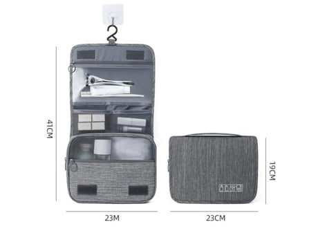 Estojo De Toilette Masculino/feminino Dobrável Impermeável Portátil Multifuncional Para Viagem Cor Sólida Cinza