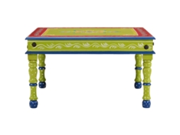 Mesa de Centro HARLANV1 Pintada à Mão Mangueira Maciça Azul Turquesa