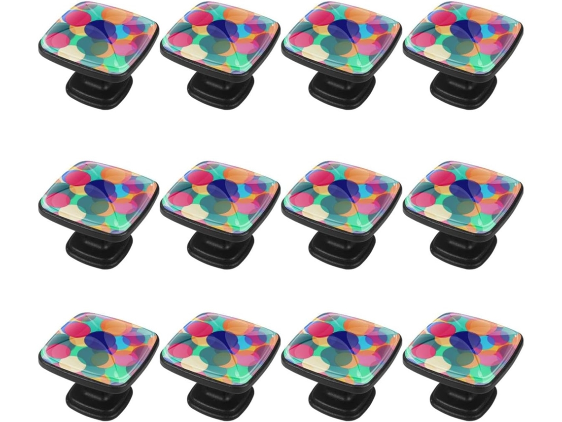 Puxadores Quadrados Para Gavetas De Cômoda, Puxadores Para Armários De Cozinha, 12 Peças, Design Abstrato Com Bolinhas