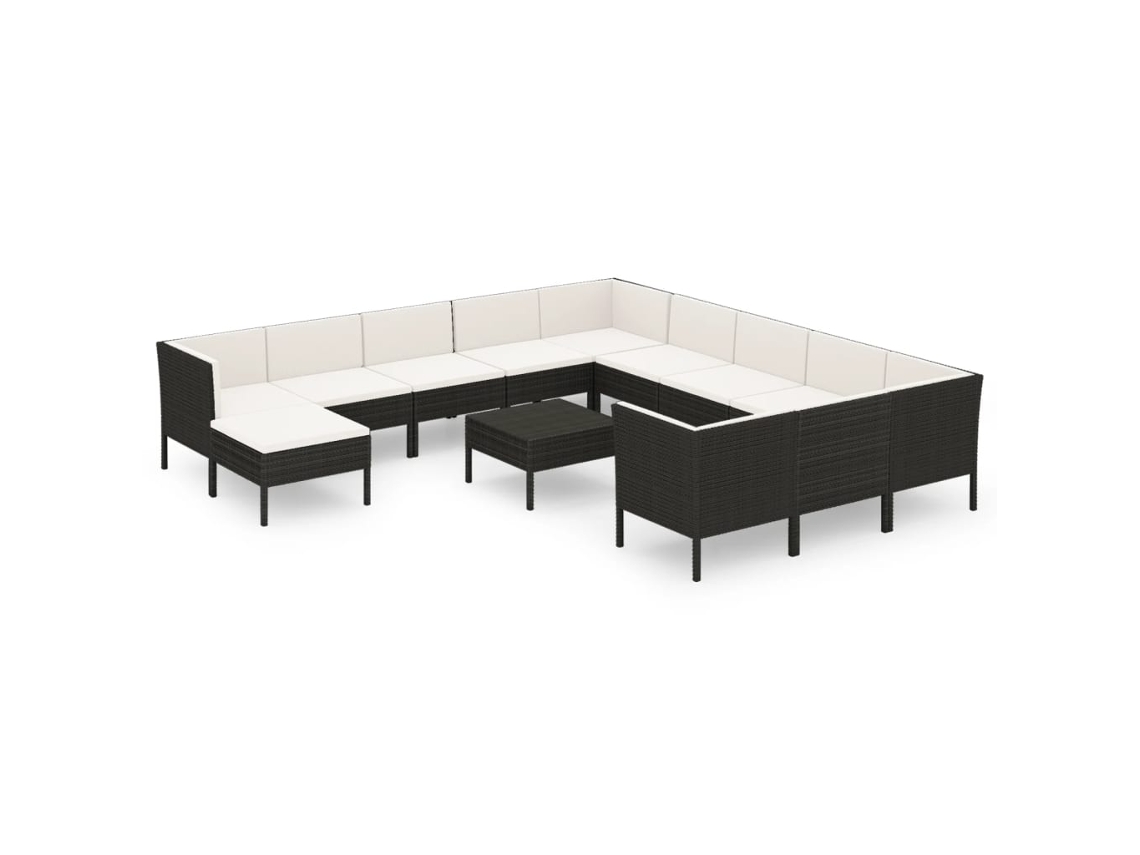 Garden Lounge Set, Garden Lounge Sets Vidaxl Preto Rattan / Vime (n/a)