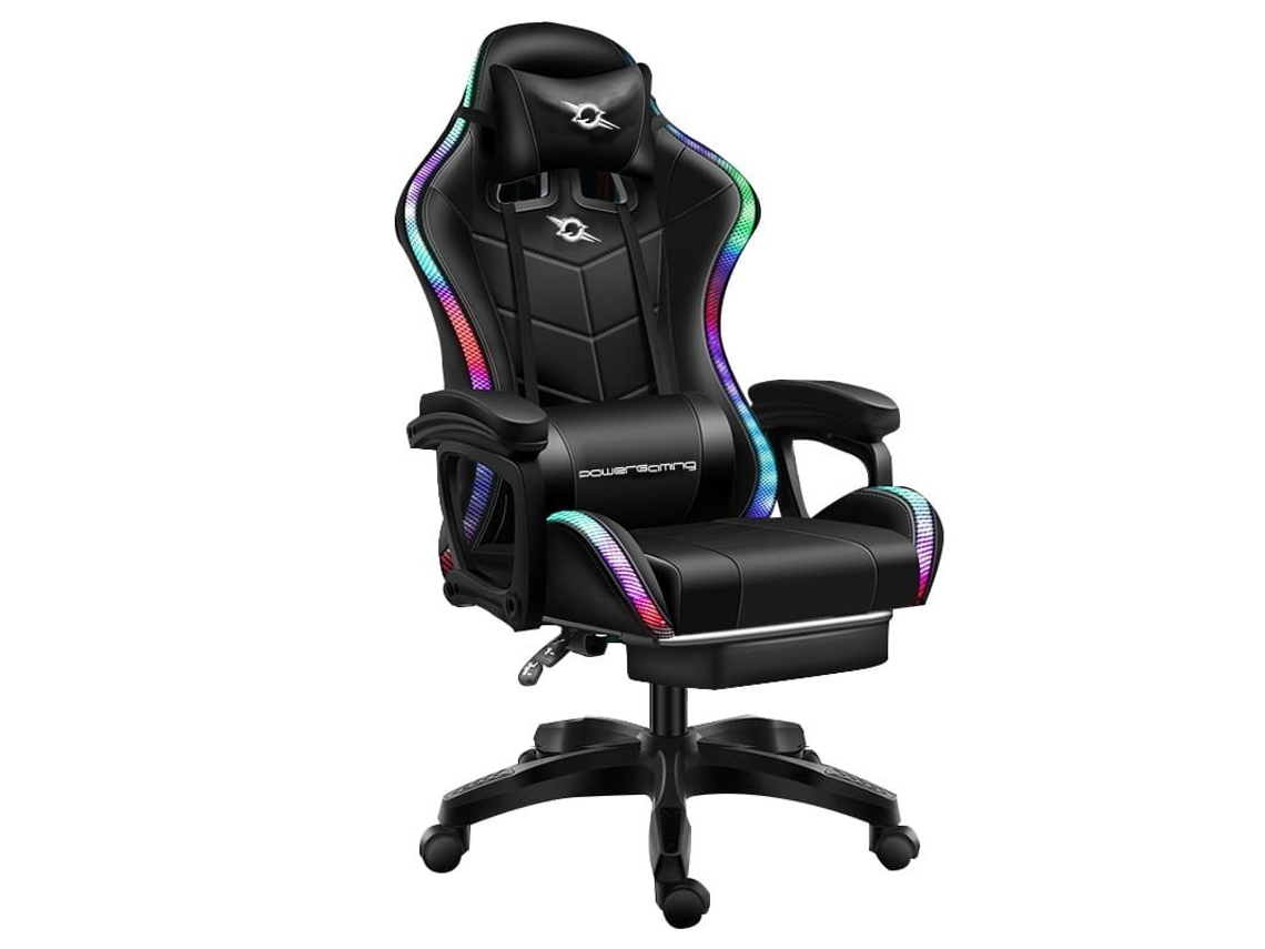 Cadeira Gaming Powergaming Led Rgb Preta com Apoio para Os Pés