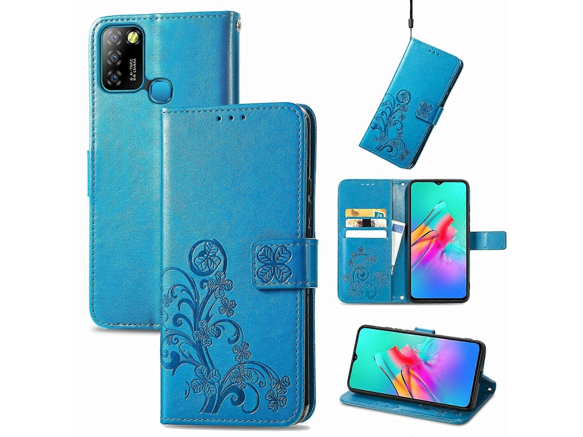 Capa De Couro Para Celular Infinix Smart 5 Com Fecho De Quatro Lâminas, Proteção Em Relevo, Cordão, Compartimento Para Cartão, Função Carteira E Supor