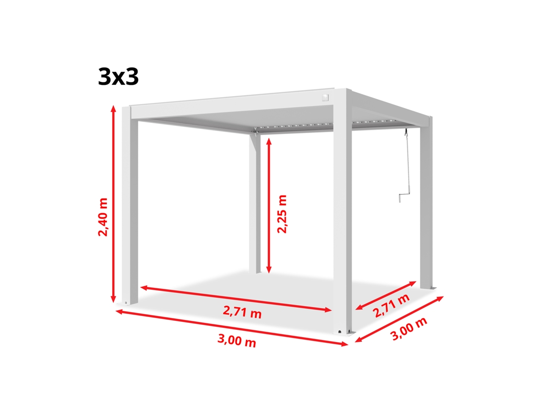 Primeyard Pergolado 3x3 M Postes De Alumínio Branco Com Telhado De Ripas De Alumínio Pavilhão De Jardim Toolport