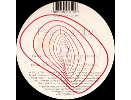 Everything Is Burning, Pete Lazonby | Media Condition Very Good Plus | 1 X Vinyl 12, 45 Rpm Kamaflage (vg)