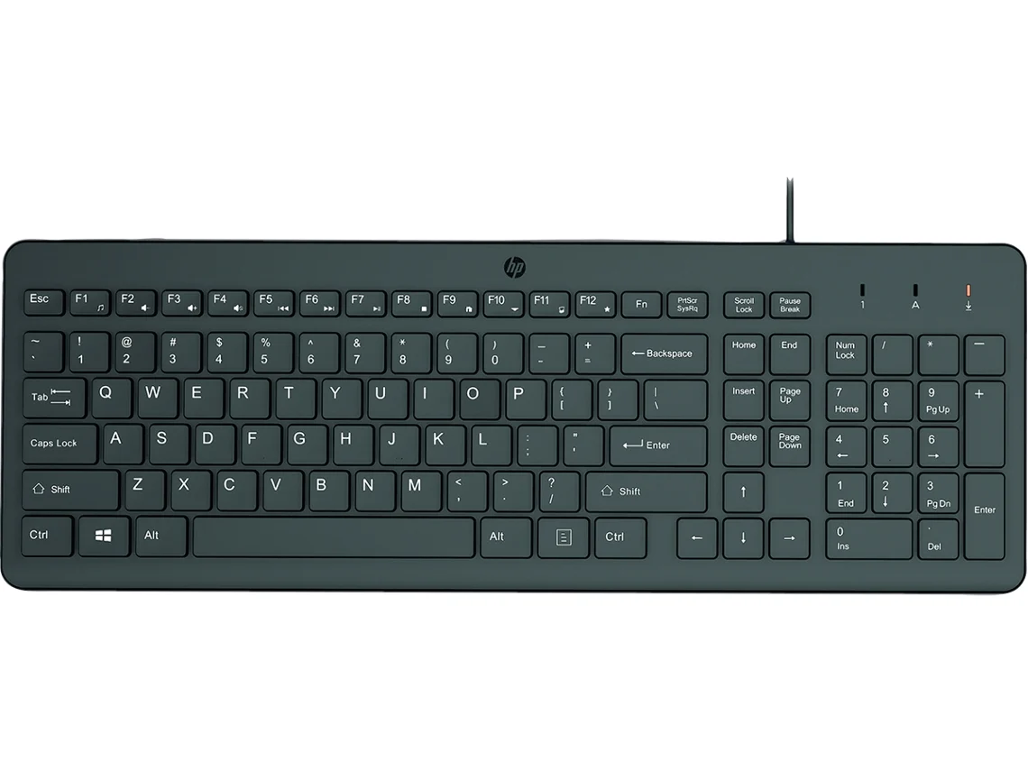 Teclado HP 150 (USB - Idioma Português - Teclado Numérico - Preto)