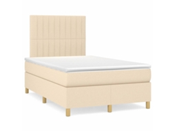 Vidaxl Cama Boxspring Com Colchão 120x190 Cm Tecido Cor Creme