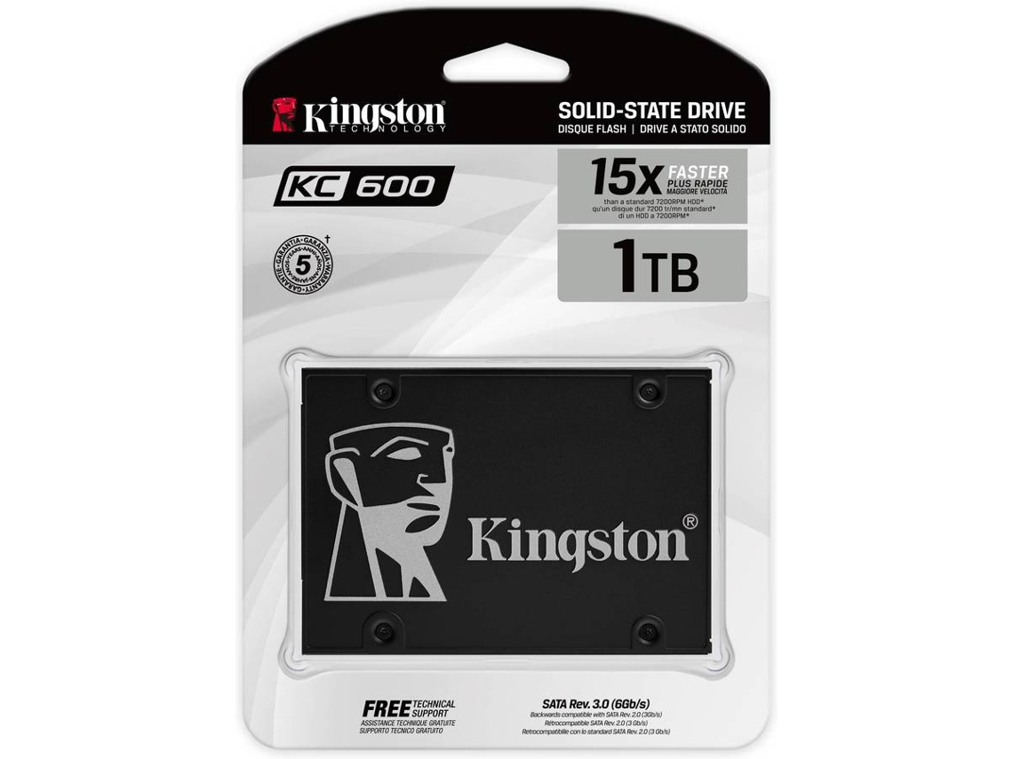 Disco SSD Interno KINGSTON KC600 1 TB Sata3 (1 TB - SATA - 550 MB/s)