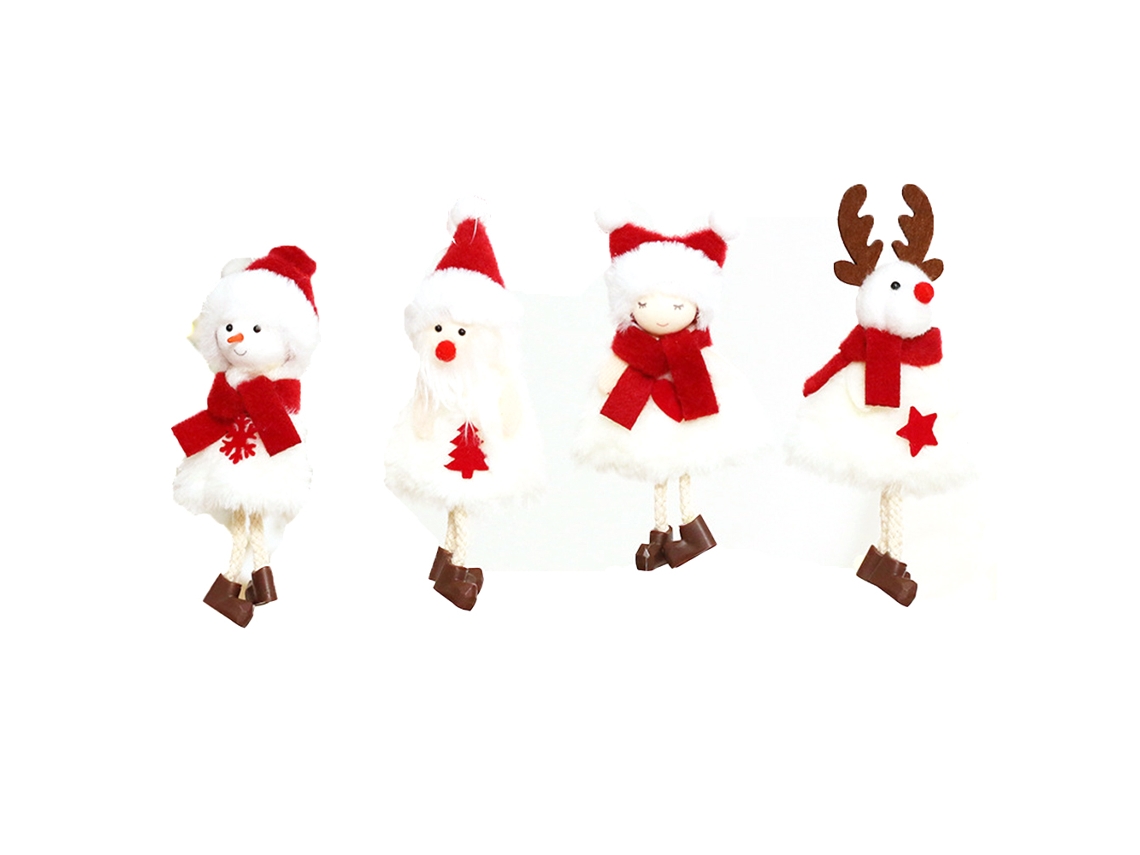 4 Peças Pingentes de Árvore de Natal-Alce Velho Menina Boneco de Neve AURUM
