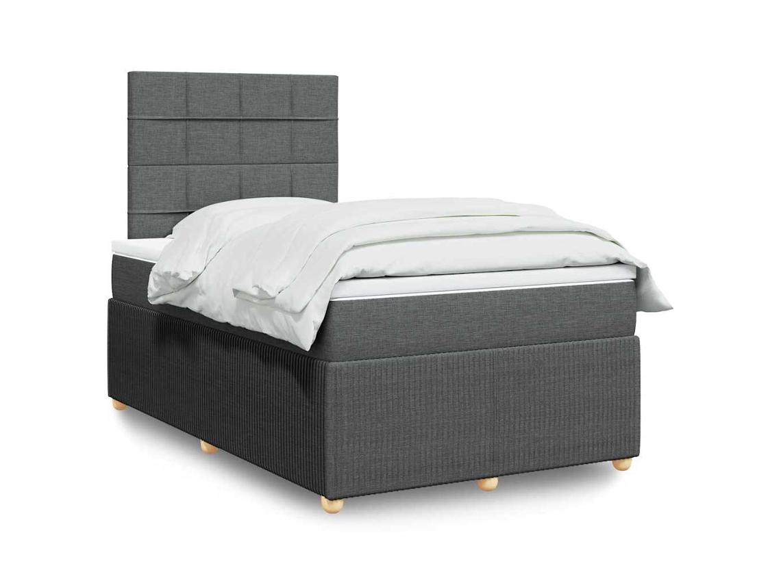 Vidaxl Cama Boxspring Com Colchão 120x190 Cm Tecido Cinzento-escuro