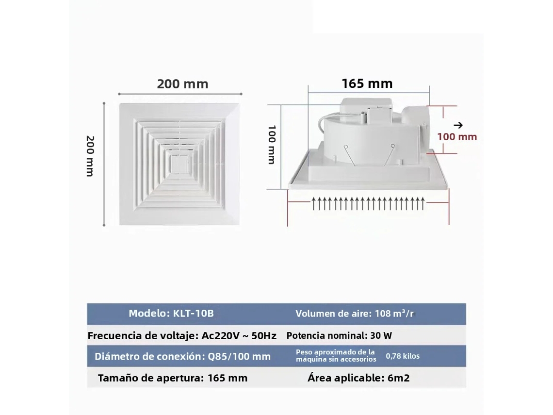 Ventilador De Teto (6 Polegadas) Projetado Especificamente Para Cozinhas E Banheiros, Com Grande Volume De Ar E Forte Sucção.