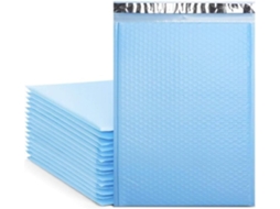 Envelopes de envio tipo envelope bolha azul claro, à prova d'água, ideais para embalagens de envio.