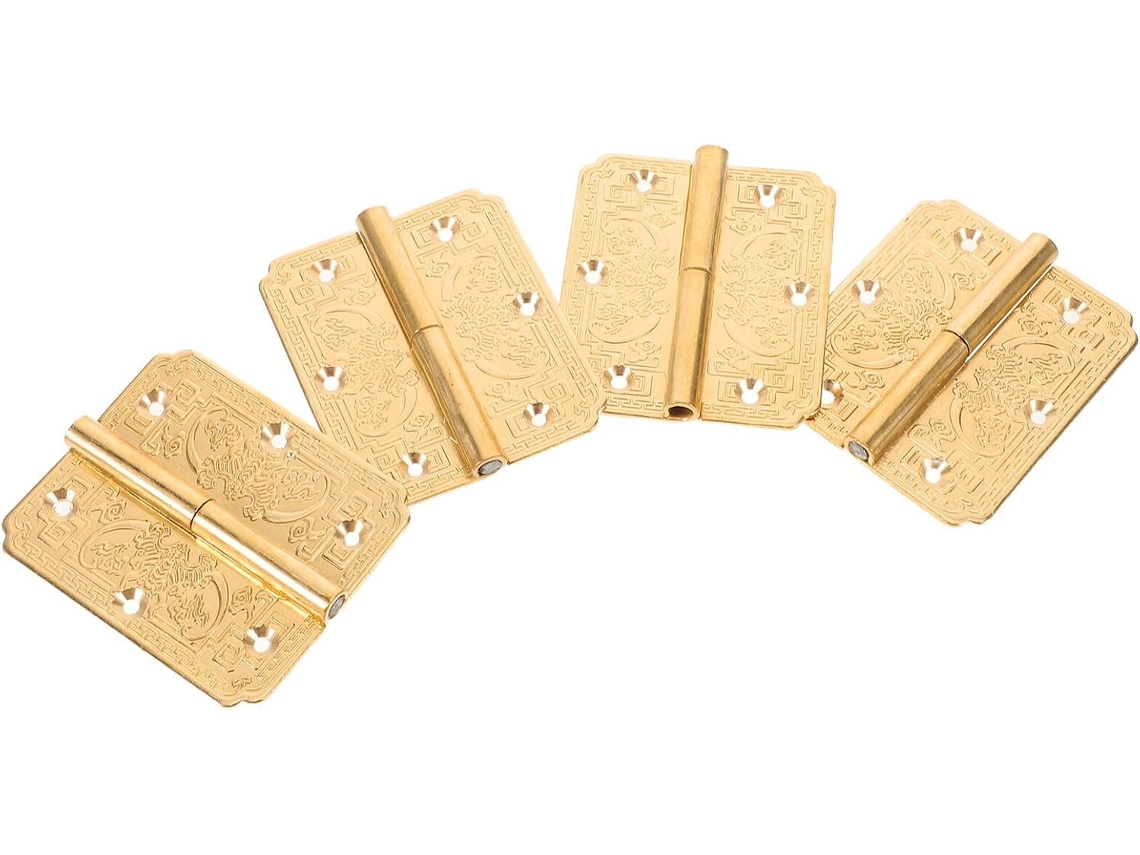 Conjunto De 4 Dobradiças Decorativas Latão Para Portas Armários