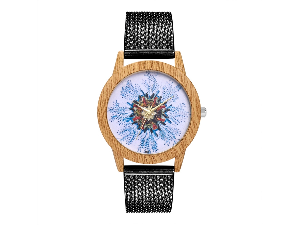 Reloj De Pulsera Unisex De Cuarzo Con Dial Redondo Y Correa De Malla Zhoulianfa (negro)