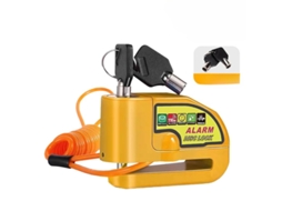 Cadeado de Disco para Moto, Alarme 110db, Cabo de Segurança 1.5m, Amarelo | HEXINYIGJLY | HEXINYIGJLY