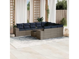 Vidaxl Conjunto De Sofá De Jardim Com 11 Peças E Almofadas Em Rattan Sintético Cinza