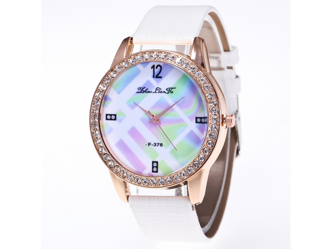 Relógio de Pulso Feminino de Quartzo com Pulseira Pu Estilo Fashion Display Analógico (branco)