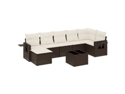 Conjunto de 8 Sofás de Jardim com Almofadões Vime Pe Castanho MAISON EXCLUSIVE (8 pcs)