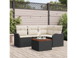 Conjunto De Sofá De Jardim 5 Pcs Preto E Branco Haochrymec