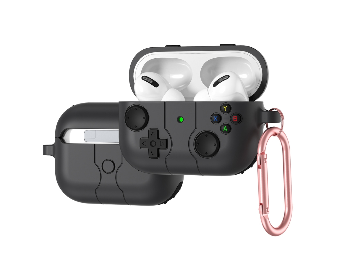 Capa Zruxe Para Airpods 1/2 Silicone Preto Com Mosquetão (proteção Anti-impacto, Acesso À Porta Lightning)