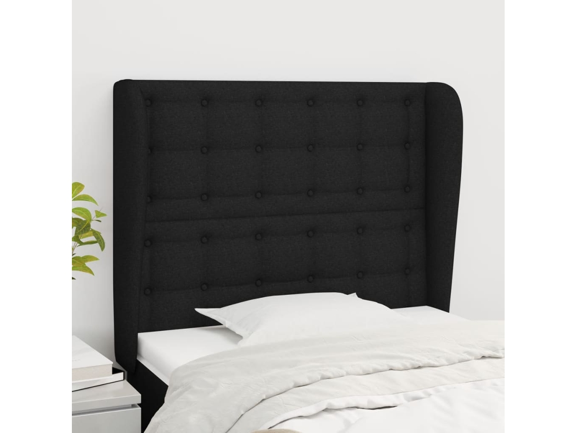 Vidaxl Cabeceira De Cama C/ Abas Tecido 83x23x118/128 Cm Preto