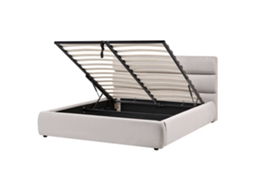 Cama Con Almacenaje Beliani Bonifacio De Lino Sintético Gris 179x230x106