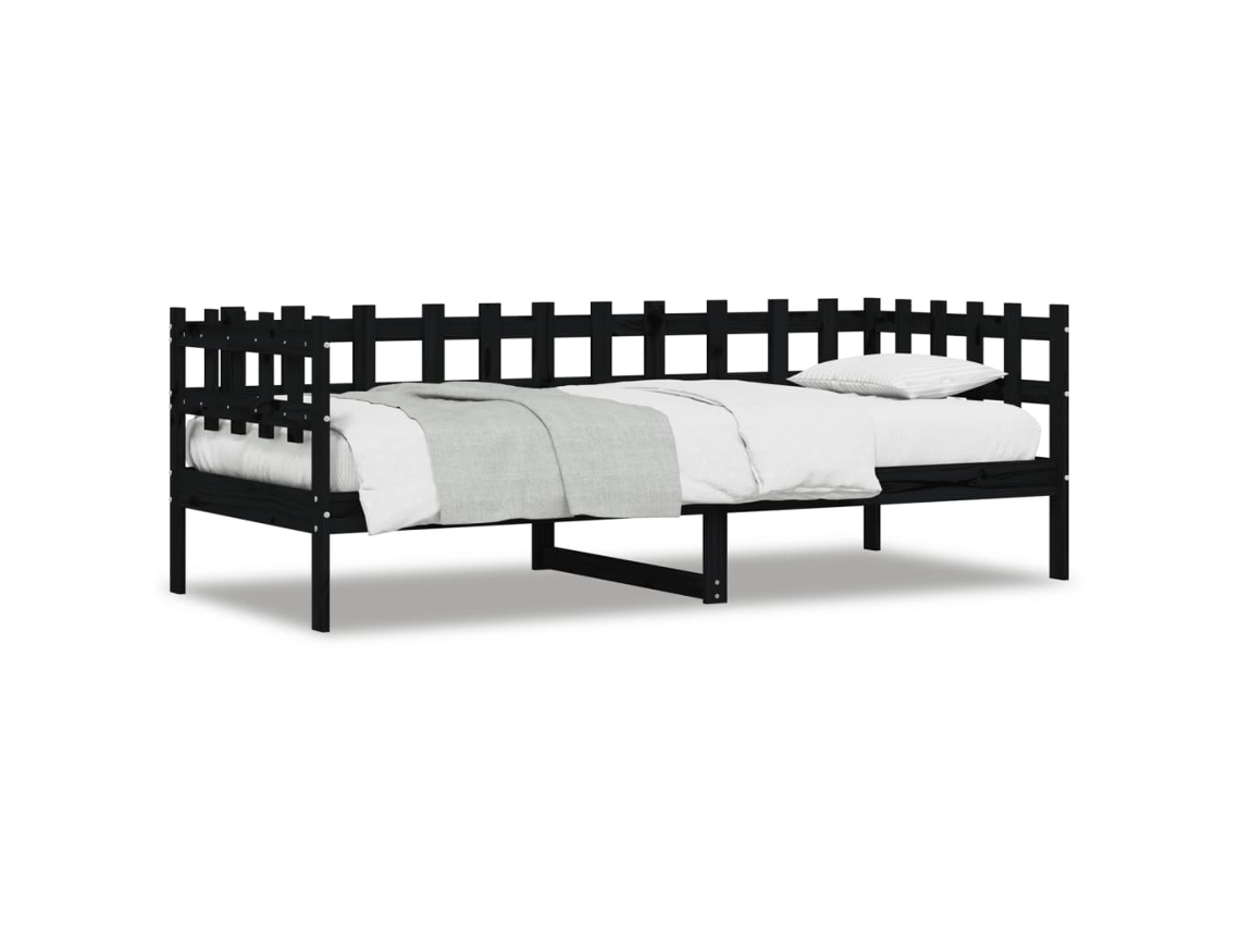 Sofá cama 80x200 Cm Madeira de Pinho Maciça Preto MAISON EXCLUSIVE