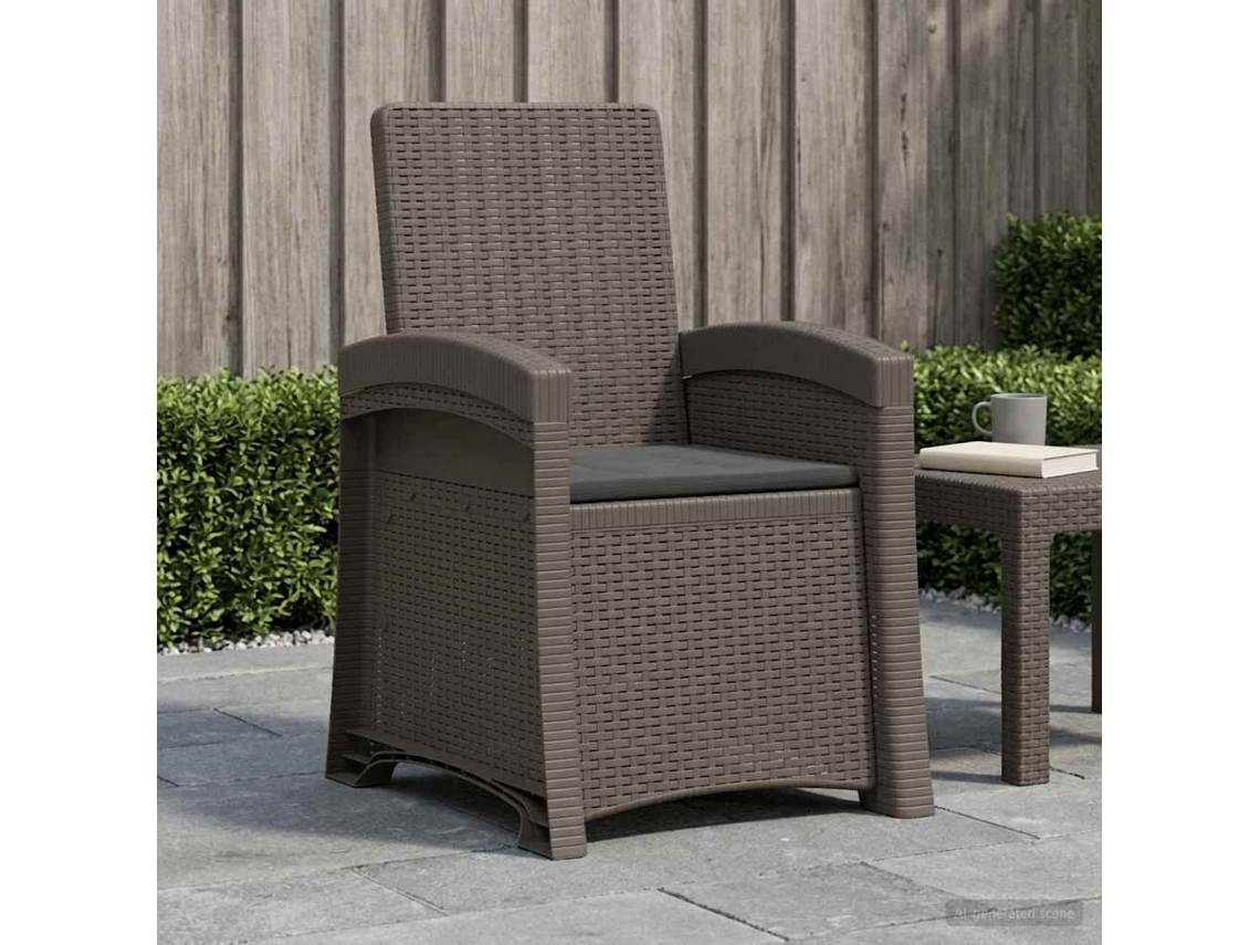 Vidaxl Cadeira De Jardim Reclinável Com Aparência De Rattan Pp