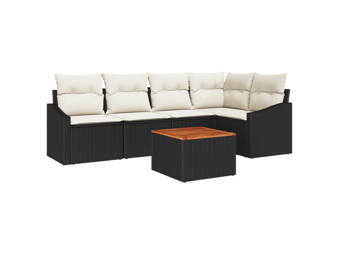 Conjunto 6 Sofá Exterior Vidaxl Preto Vime Pe (233,5 X 123,5 X 69 Cm)