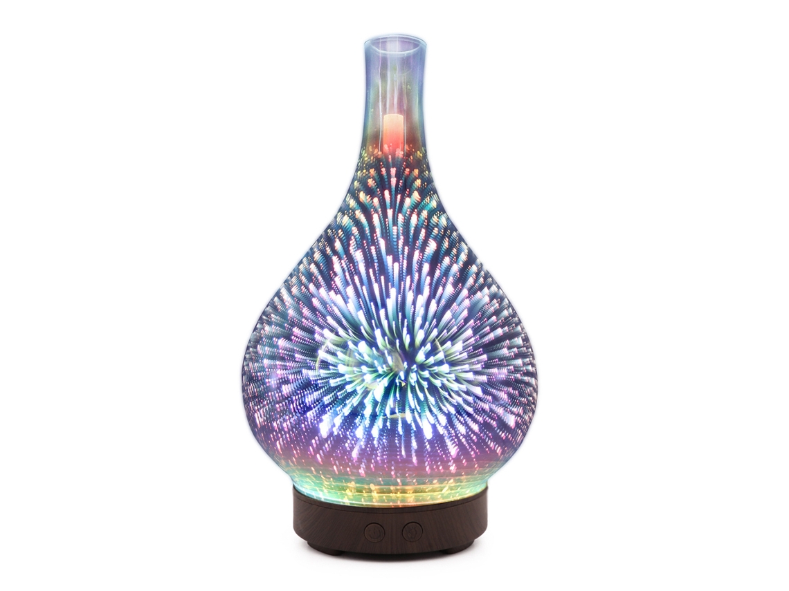 Difusor De Aroma Laxiscreed Com Led 7 Cores E Design De Vidro 3d Para Aromaterapia