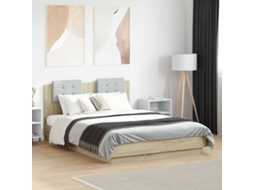 Vidaxl Estrutura Cama C/ Cabeceira Derivados Madeira Carvalho Sonoma