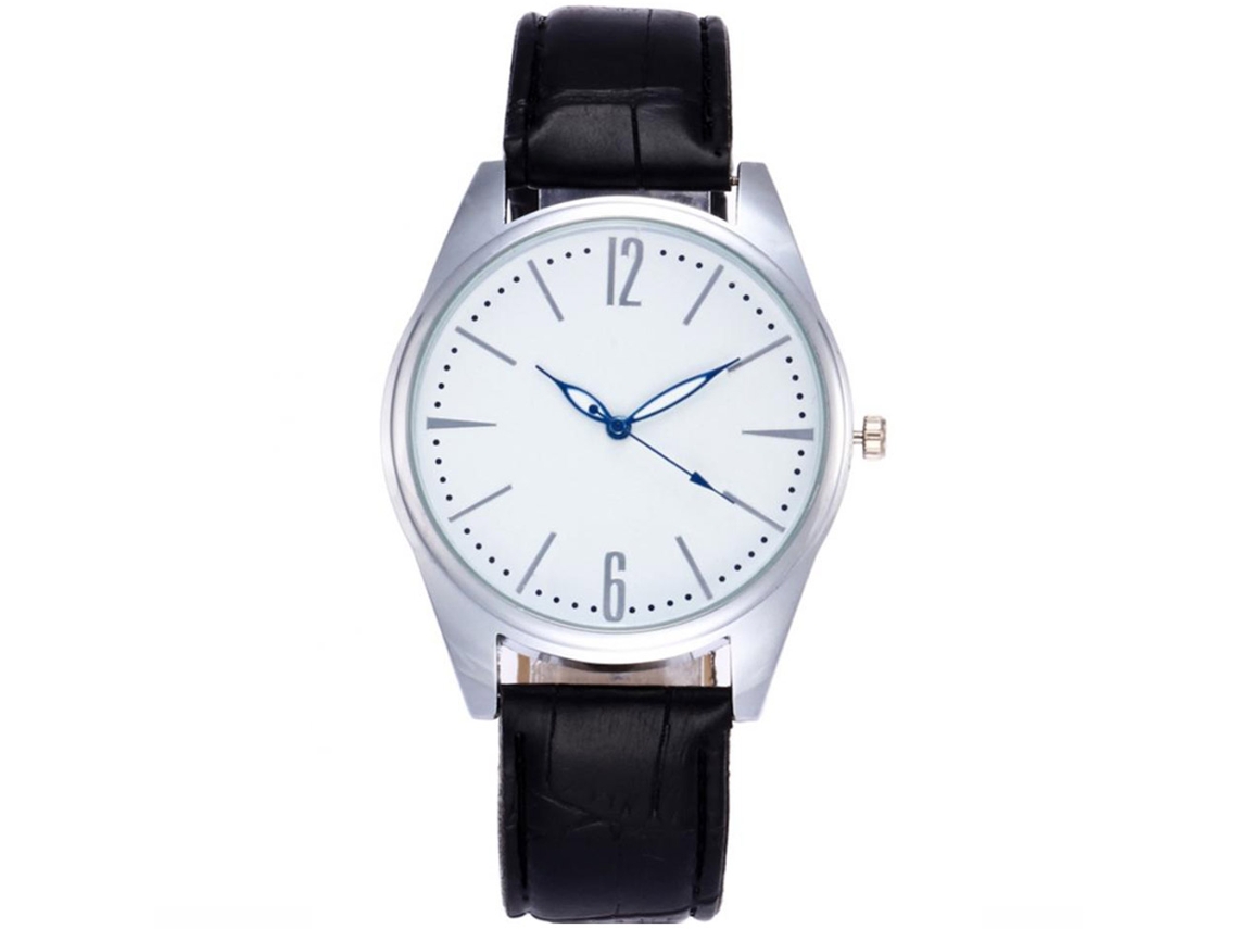 Relógio de casal Zhoulianfa Quartz Alloy com pulseira de couro PU (preto)