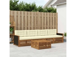 Vidaxl Conjunto De Sofás Para Exterior 5 Pcs Natural E Creme