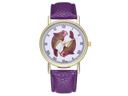 Reloj De Pulsera Analógico De Aleación Cuero Fashion Para Hombre Y Mujer Morado T66-a