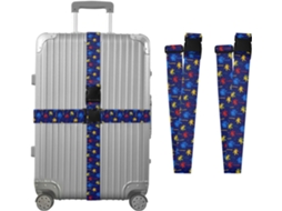 Conjunto De 2 Cintas Bagagem Com Estampa Palmeiras Em Azul Escuro, Ideais Para Malas De Viagem Cintas Ajustáveis E