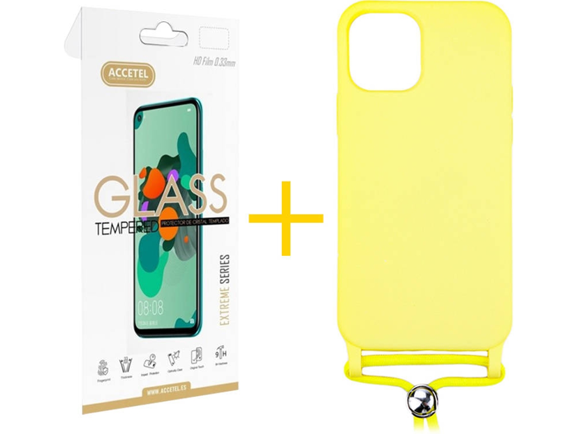 Kit Capa + Película 1 X iPhone 11 Pro Skyhe Gel Rope Amarelo
