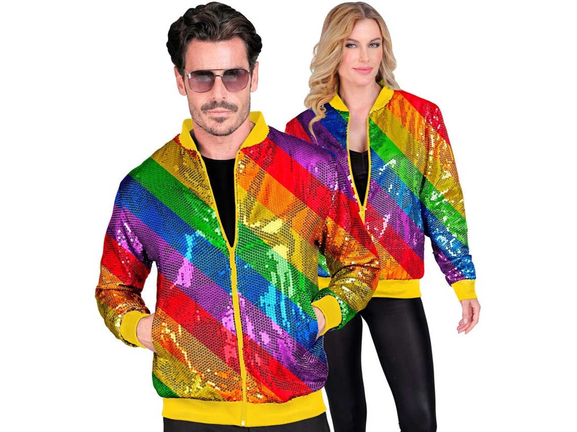 Bomber Fashion listras multicoloridas com lantejoulas para adulto