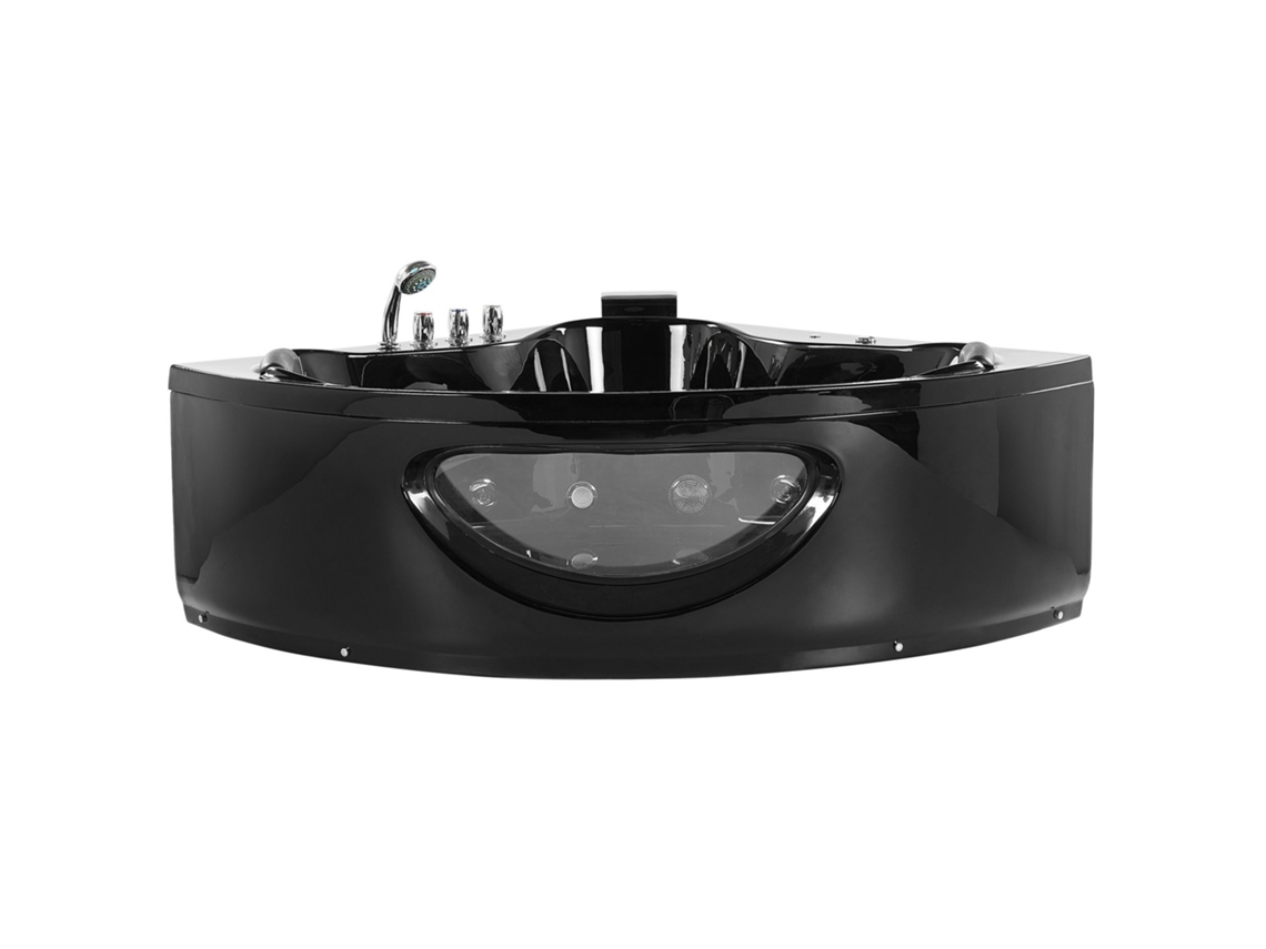 Bañera De Hidromasaje Led Esquinera Beliani Tocoa De Acrílico Negro 138x190x61