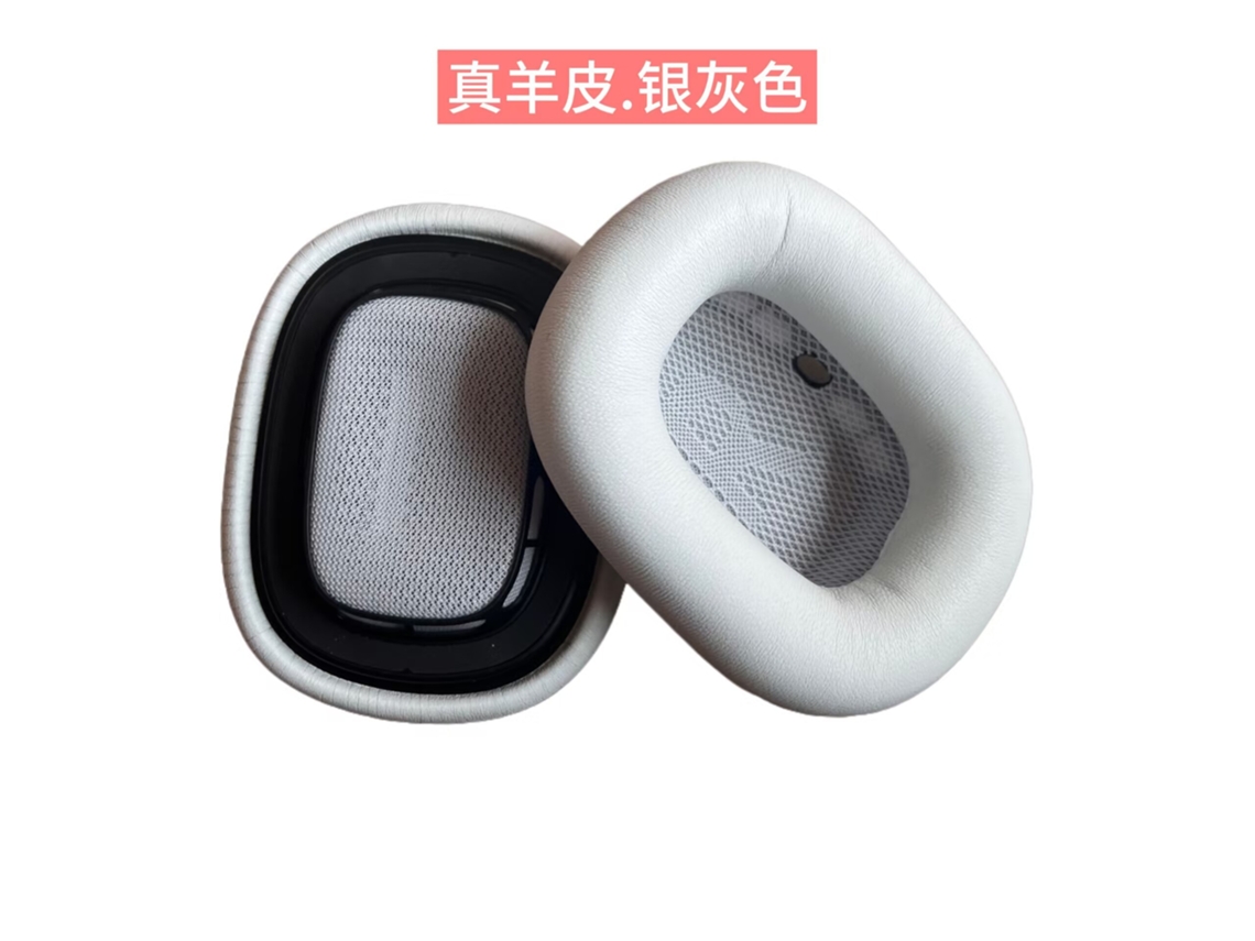 Ponteiras Auriculares Genuínas Em Pele De Carneiro Para Apple Airpods Max. Dois Pares Na Cor Prata Mercúrio. Yunzii
