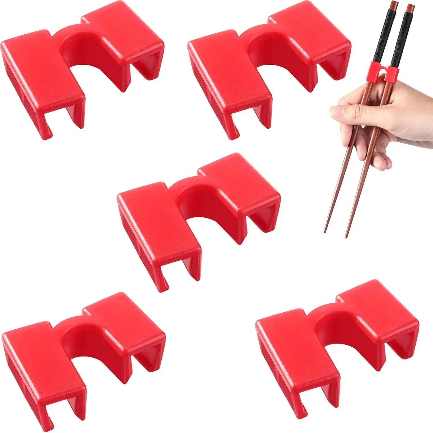 Conjunto de 5 Colheres Auxiliares Reutilizáveis com Conectores para Colheres MDUG (vermelho)