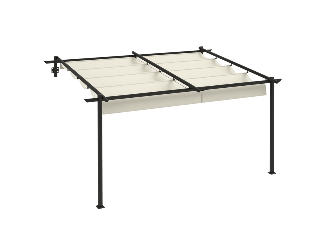 Pergola 4x3m Retratil Creme Cinza Escuro