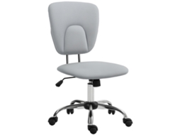 Cadeira Giratória De Escritório Em Couro Pu Altura Regulável Função Basculante Carga 120kg Cinza Claro 50x54x87,5-96,5cm