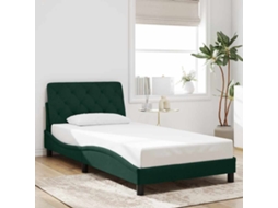 Vidaxl Estrutura De Cama Sem Colchão 100x200 Cm Veludo Verde-escuro