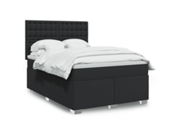 Vidaxl Cama com Molas/colchão 160x200 Cm Couro Artificial Preto