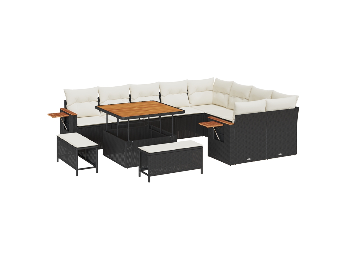 Conjunto 12 Conjunto De Sofá De Jardim Vidaxl Preto Vime Pe (100 X 100 X 71 Cm)
