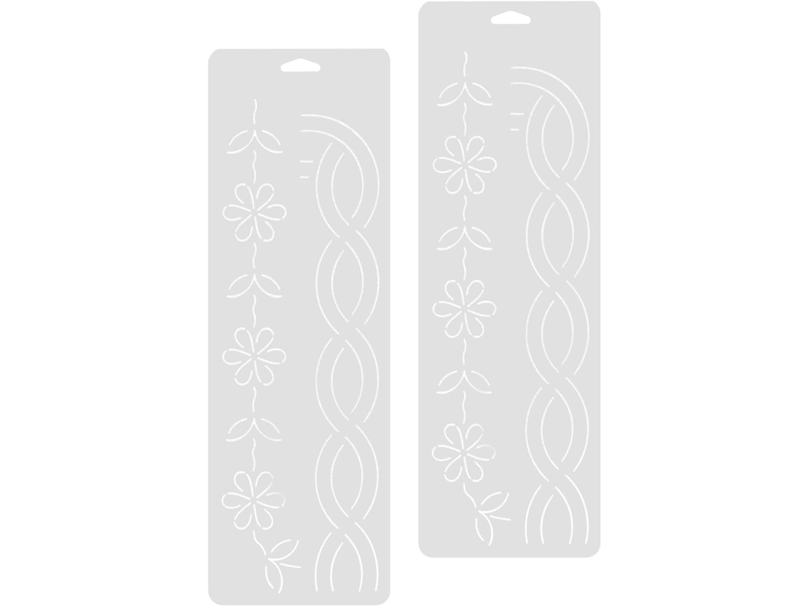 Conjunto De 2 Estênceis Para Patchwork Com Padrões De Borda, Modelos Em Pp
