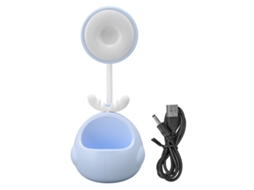 Lâmpada De Mesa Led Flexível Plegável Com Portaminas Carregamento Usb Luz Noturna Infantil Azul