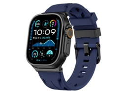 Bracelete para Apple Watch 42/41/40/38mm Silicone Preta com Fivela de Pino Azul Meia noite XIAOMOYU
